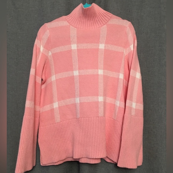 Free Assembly Rib Turtleneck Sweater Medium Pink Plaid Midweight New - Picture 3 of 9